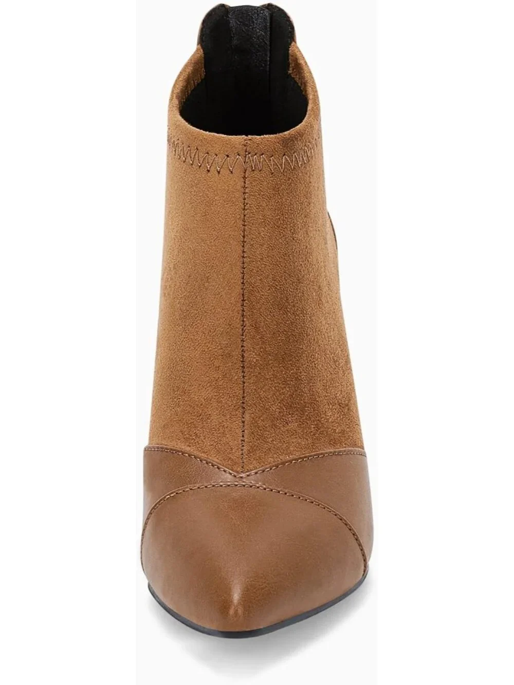 Women's Brown Pointed Toe Stiletto Heel Splicing Back Zipper Ankle Boots